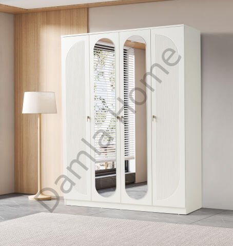 Vega Dört Kapaklı Aynalı Dolap - Ekru
