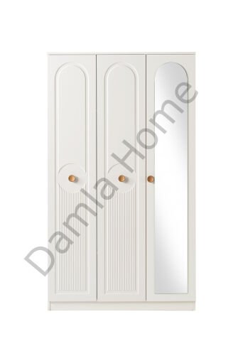 Orion Üç Kapaklı Aynalı Dolap - Ekru