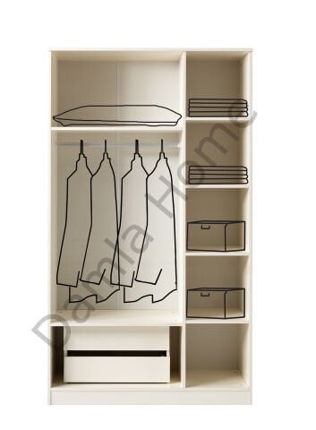 Orion Üç Kapaklı Aynalı Dolap - Ekru