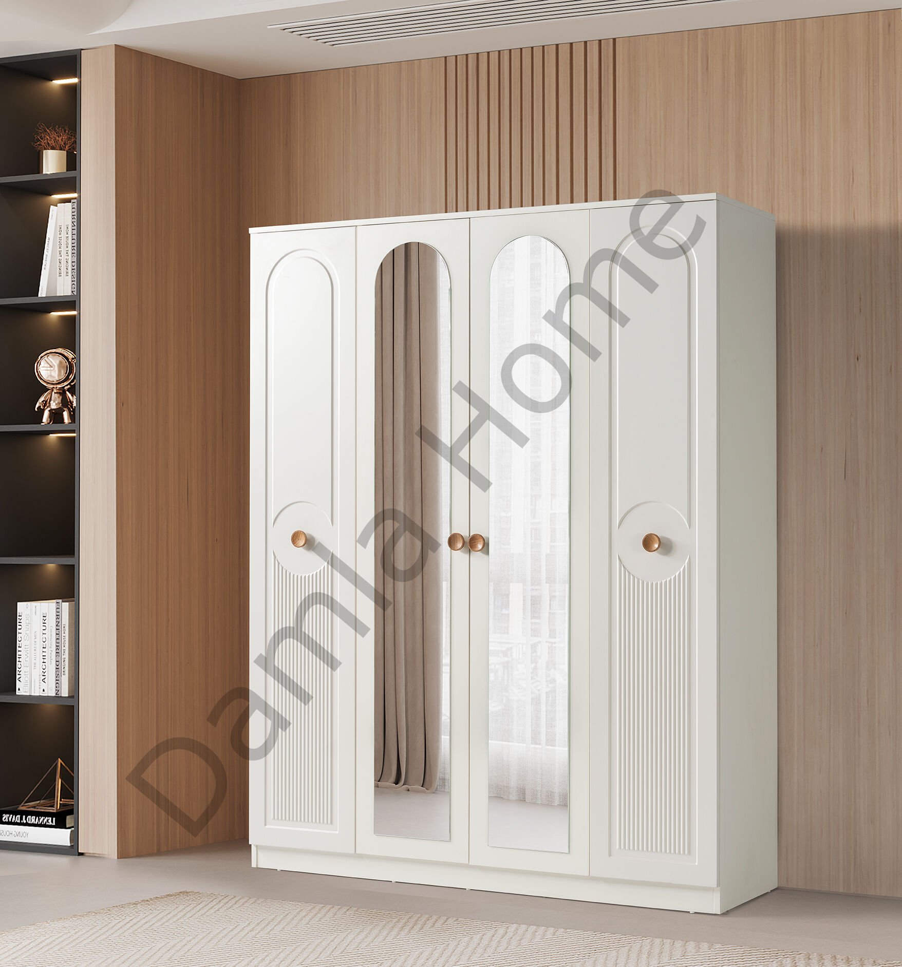 Orion Dört Kapaklı Aynalı Dolap - Ekru