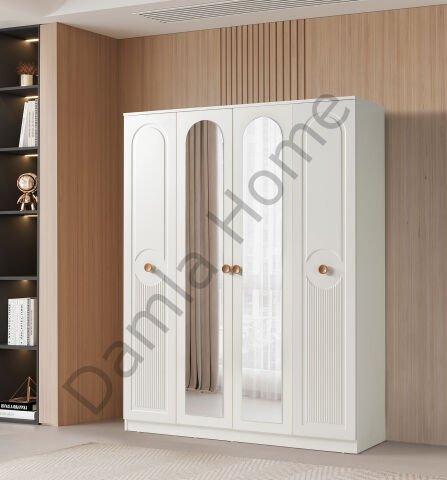 Orion Dört Kapaklı Aynalı Dolap - Ekru