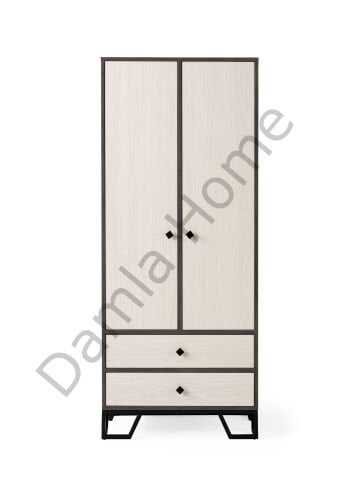 Luna İki Kapaklı Dolap - Antrasit Meşe/Monet