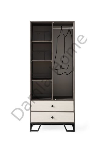 Luna İki Kapaklı Dolap - Antrasit Meşe/Monet