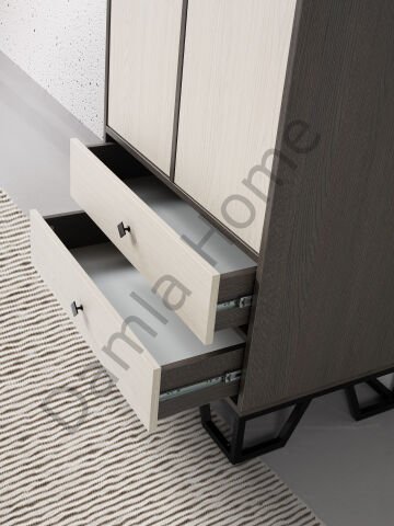 Luna İki Kapaklı Dolap - Antrasit Meşe/Monet