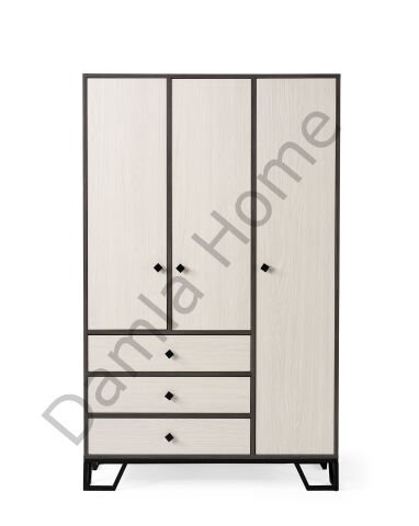 Luna Üç Kapaklı Dolap - Antrasit Meşe/Monet