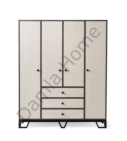 Luna Dört Kapaklı Dolap - Antrasit Meşe/Monet