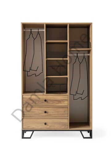 Luna Üç Kapaklı Dolap - Ceviz