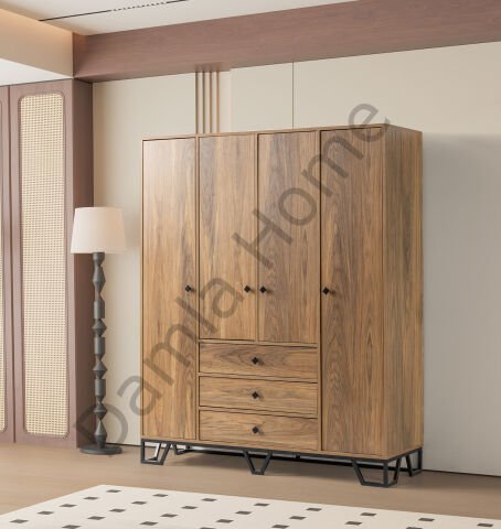 Luna Dört Kapaklı Dolap - Ceviz