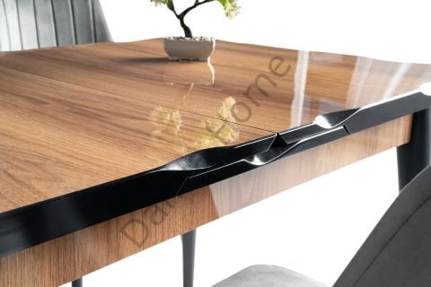 Yakamoz Masa Sandalye Takımı - HighGloss Ceviz/Siyah