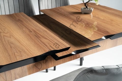 Yakamoz Masa Sandalye Takımı - HighGloss Ceviz/Siyah