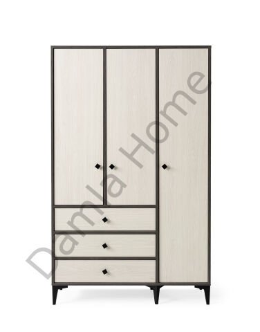 Mira Üç Kapaklı Dolap - Antrasit Meşe/Monet