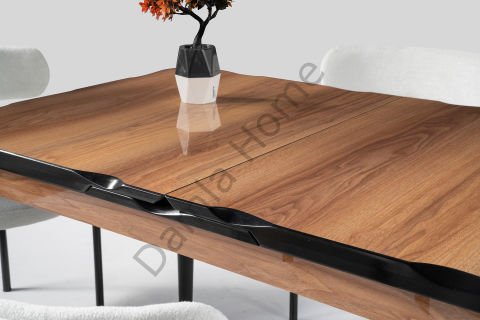 Yakamoz Masa Sandalye Takımı - HighGloss Ceviz/Siyah