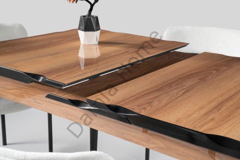 Yakamoz Masa Sandalye Takımı - HighGloss Ceviz/Siyah