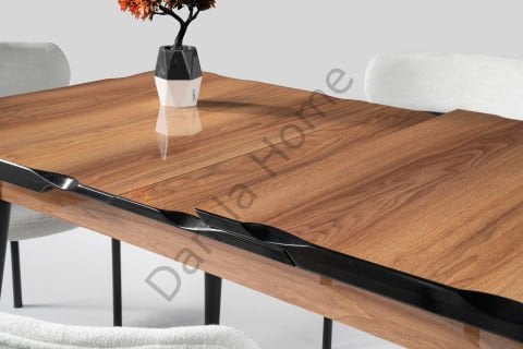 Yakamoz Masa Sandalye Takımı - HighGloss Ceviz/Siyah