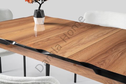 Yakamoz Masa Sandalye Takımı - HighGloss Ceviz/Siyah