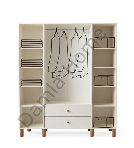 Hira Dört Kapaklı Dolap - Ekru