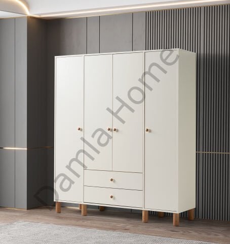 Hira Dört Kapaklı Dolap - Ekru