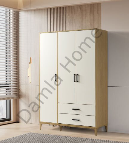 Nova Üç Kapaklı Dolap - Klimt/Ekru