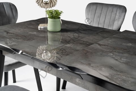 Yakamoz Masa Sandalye Takımı - HighGloss Irony/Siyah