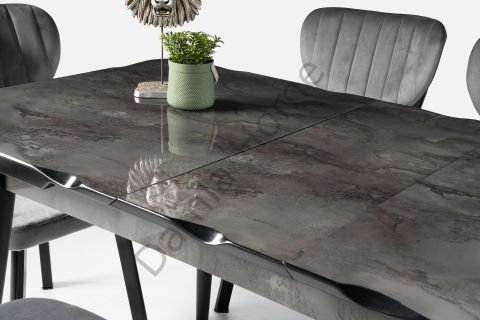 Yakamoz Masa Sandalye Takımı - HighGloss Irony/Siyah