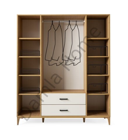 Nova Dört Kapaklı Dolap - Klimt/Ekru