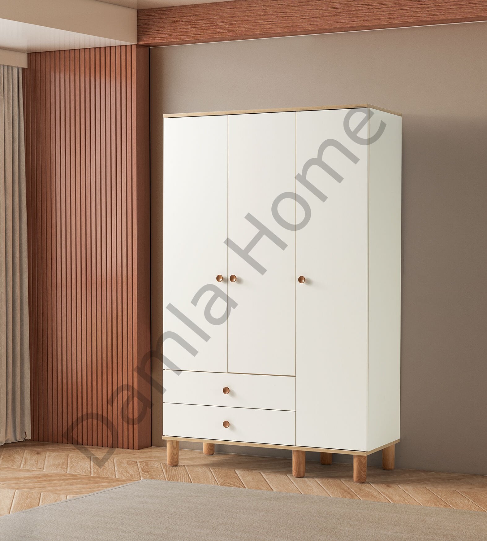 Duru Üç Kapaklı Dolap - Ekru