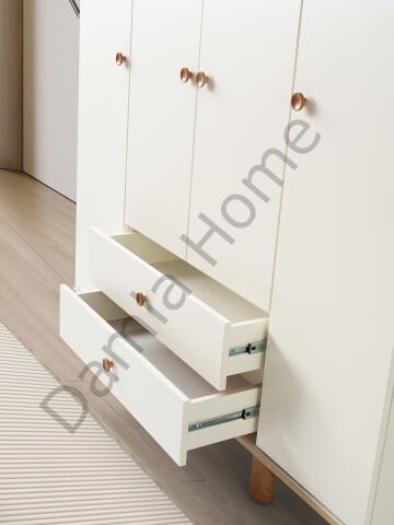 Duru Dört Kapaklı Dolap - Ekru