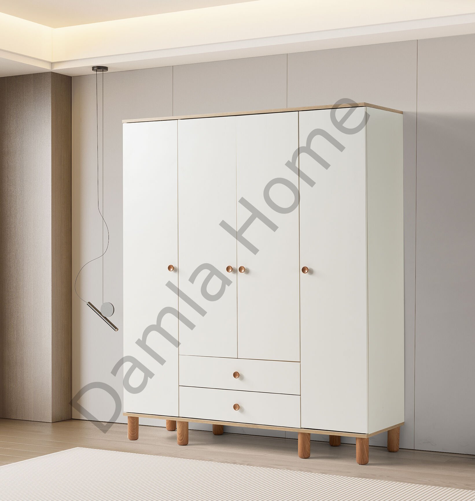 Duru Dört Kapaklı Dolap - Ekru