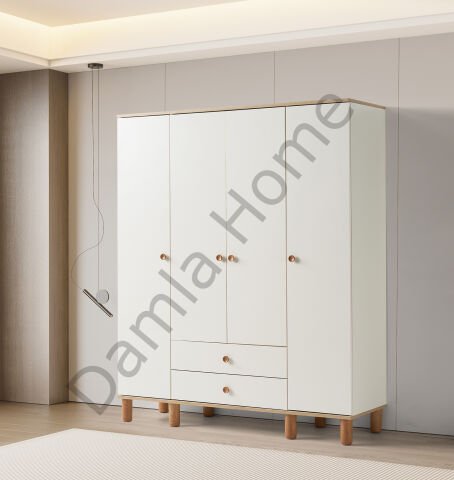 Duru Dört Kapaklı Dolap - Ekru