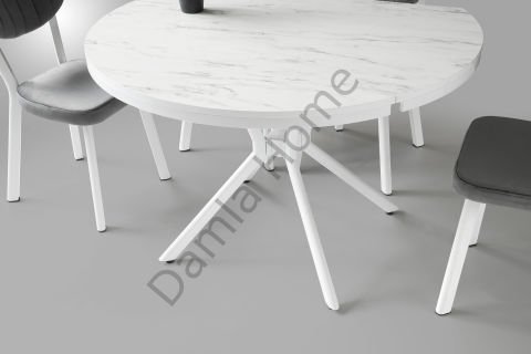 Bade Masa Sandalye Takımı - Marmo/Beyaz
