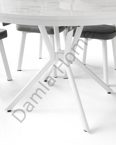 Bade Masa Sandalye Takımı - Marmo/Beyaz
