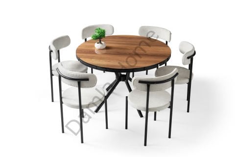 Bade Masa Sandalye Takımı - Ceviz/Siyah