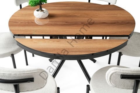 Bade Masa Sandalye Takımı - Ceviz/Siyah