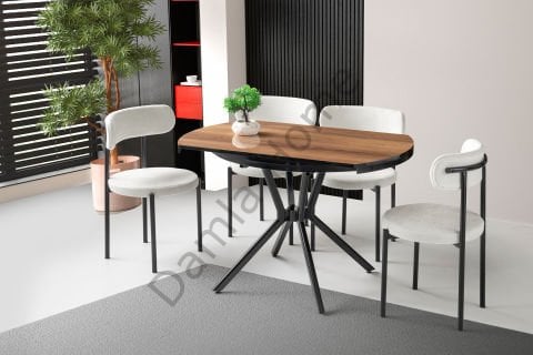 Bade Masa Sandalye Takımı - Ceviz/Siyah