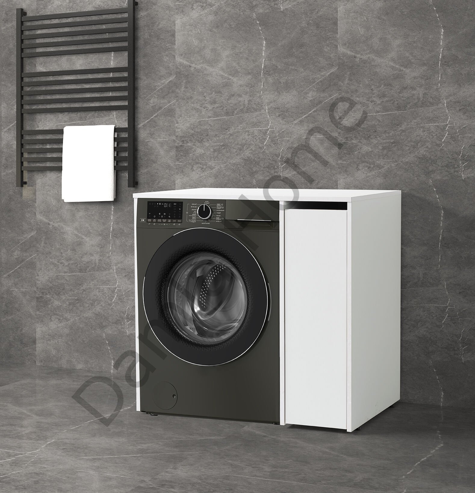 Çamaşır Makinesi Dolabı - Yan Dolaplı - Beyaz