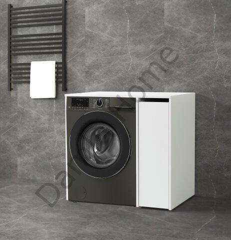 Çamaşır Makinesi Dolabı - Yan Dolaplı - Beyaz