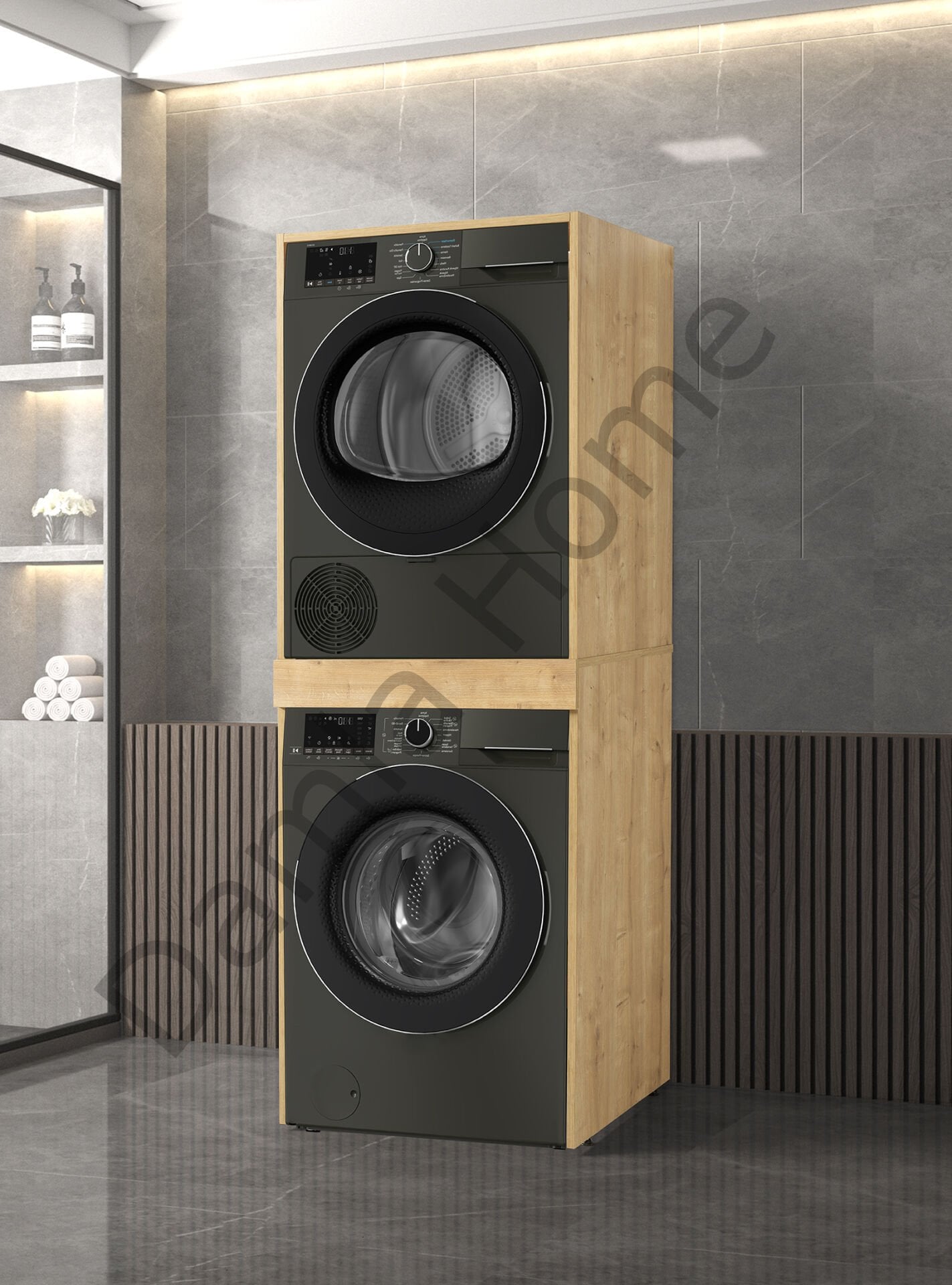 Çamaşır + Kurutma Makinesi Dolabı - Meşe