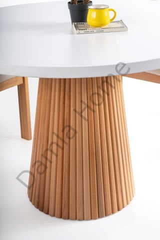 Beste Masa Sandalye Takımı - Beyaz/Naturel