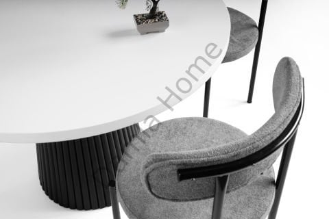 Beste Masa Sandalye Takımı - Beyaz/Siyah