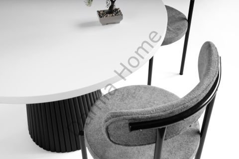 Beste Masa Sandalye Takımı - Beyaz/Siyah