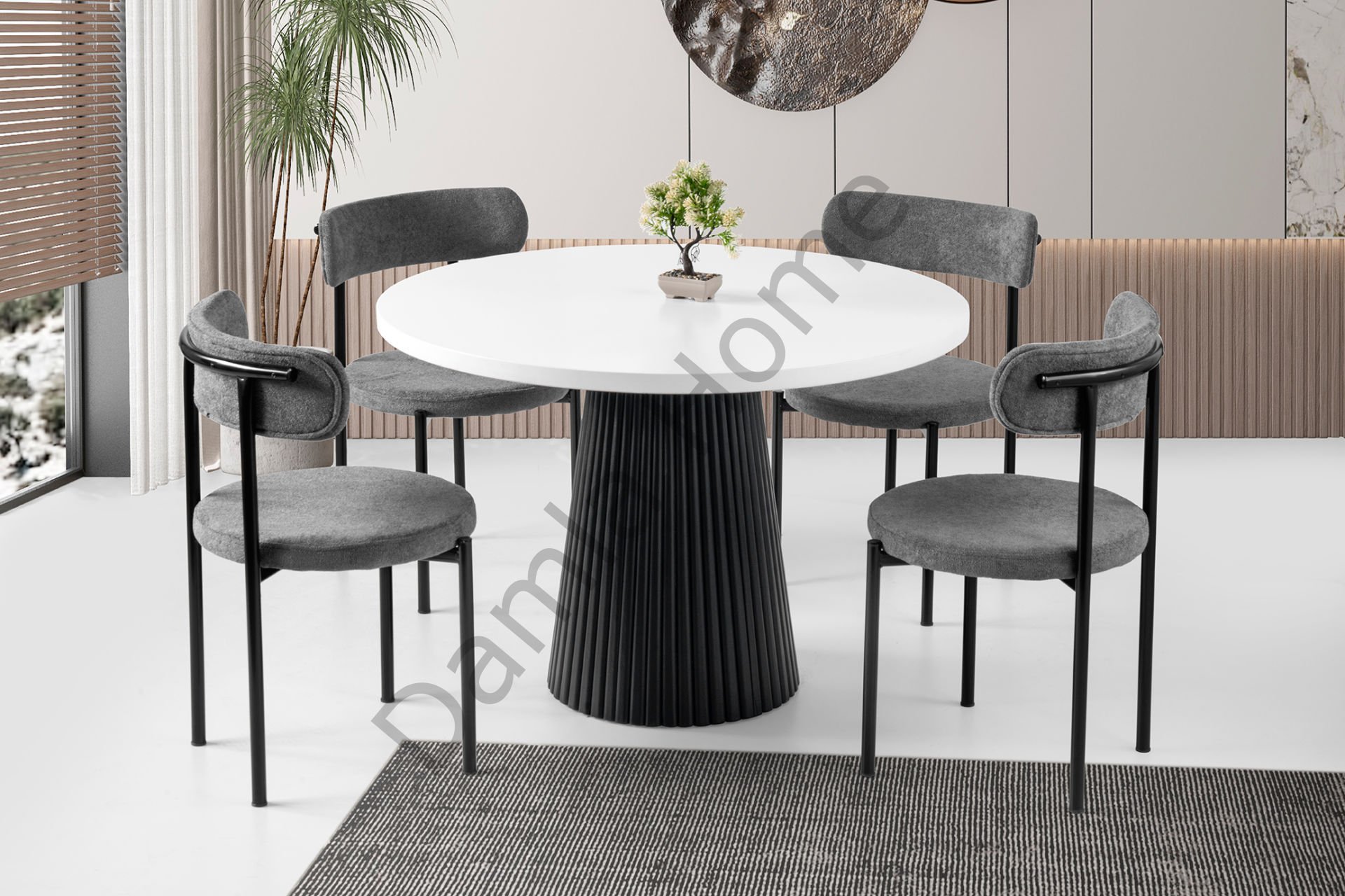 Beste Masa Sandalye Takımı - Beyaz/Siyah