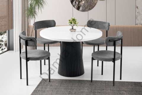 Beste Masa Sandalye Takımı - Beyaz/Siyah