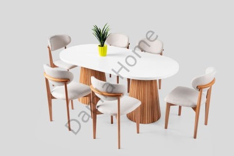 Pelit Masa Sandalye Takımı - Beyaz/Naturel