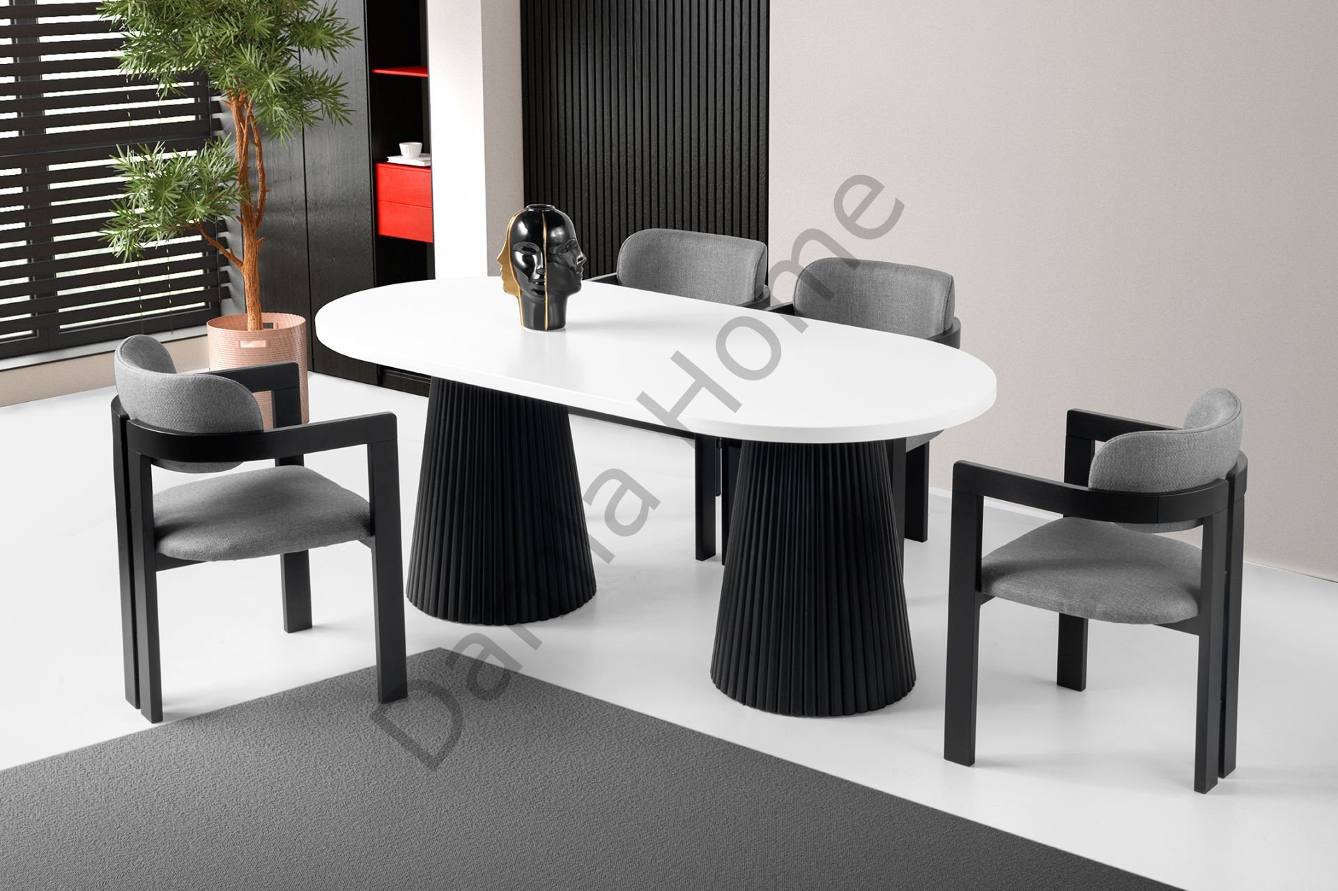 Pelit Masa Sandalye Takımı - Beyaz/Siyah