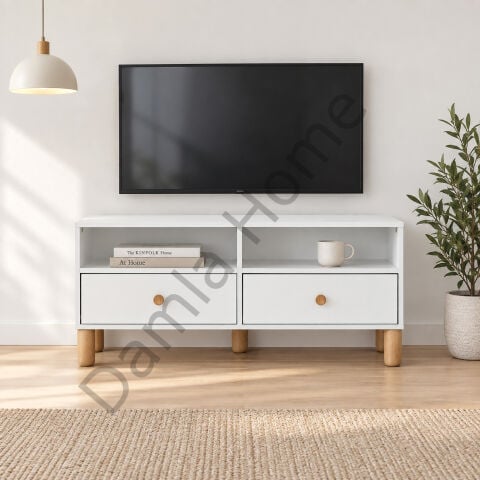 Ada Tv Sehpası - Beyaz/Meşe