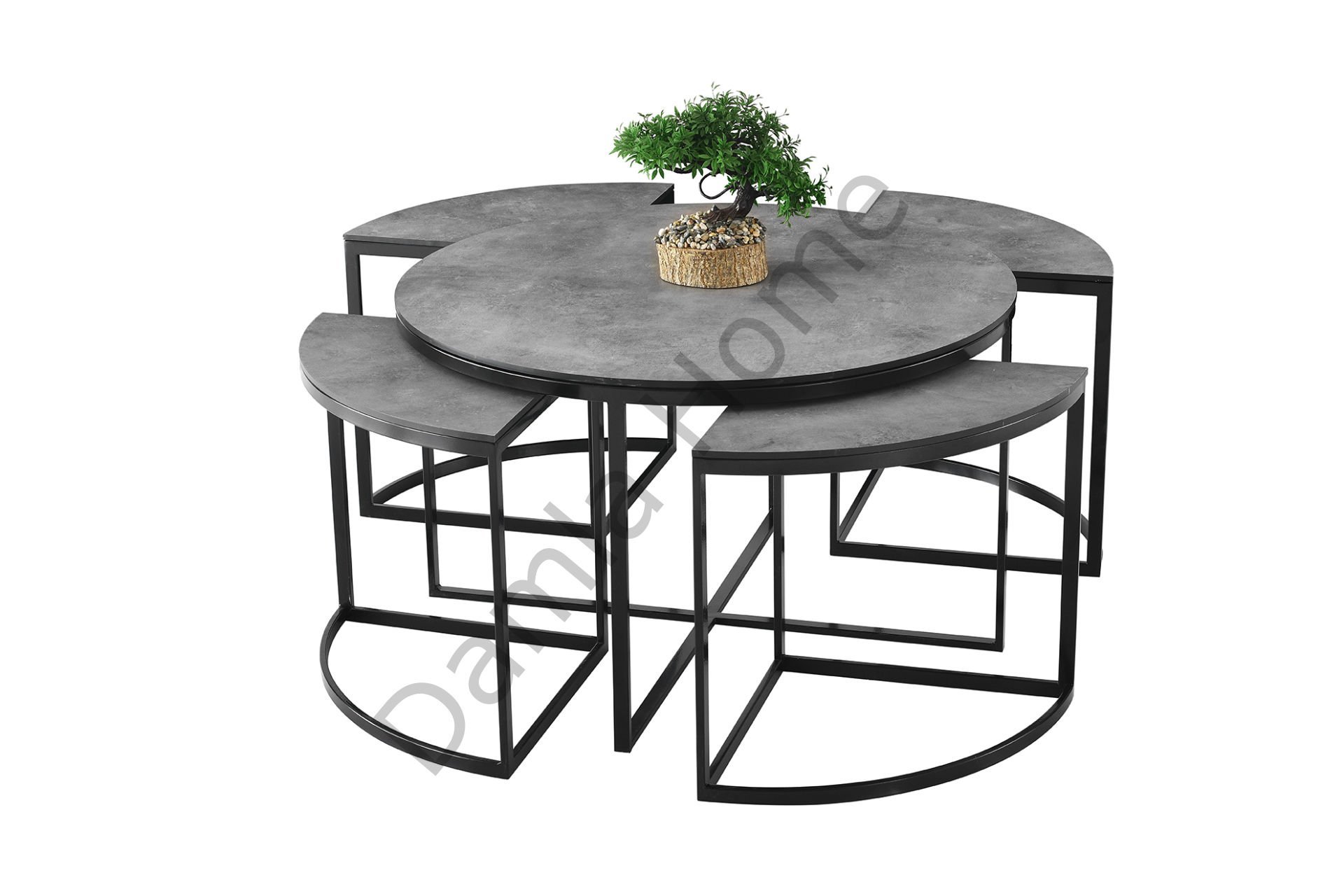 Pizza Orta Sehpa - Siyah/Gri