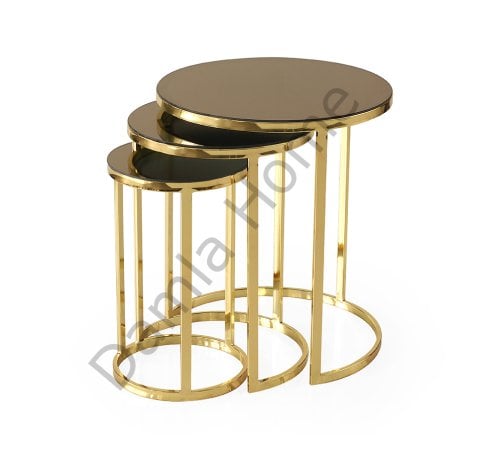 Sedef Zigon Sehpa - Gold/Bronz Ayna