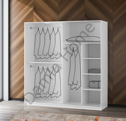 Sürgülü Dolap - 200 cm. Beyaz