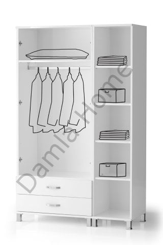 Buket Üç Kapaklı Dolap - Beyaz