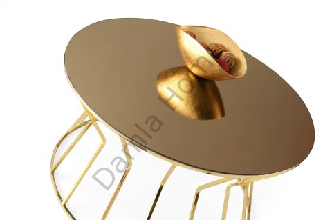 Kum Saati Orta Sehpa - Gold/Bronz Ayna